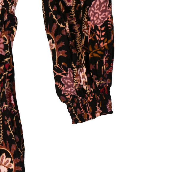 Free People Off Shoulder Romper Womens S Black Floral Low Back Hippie Boho - Picture 6 of 16